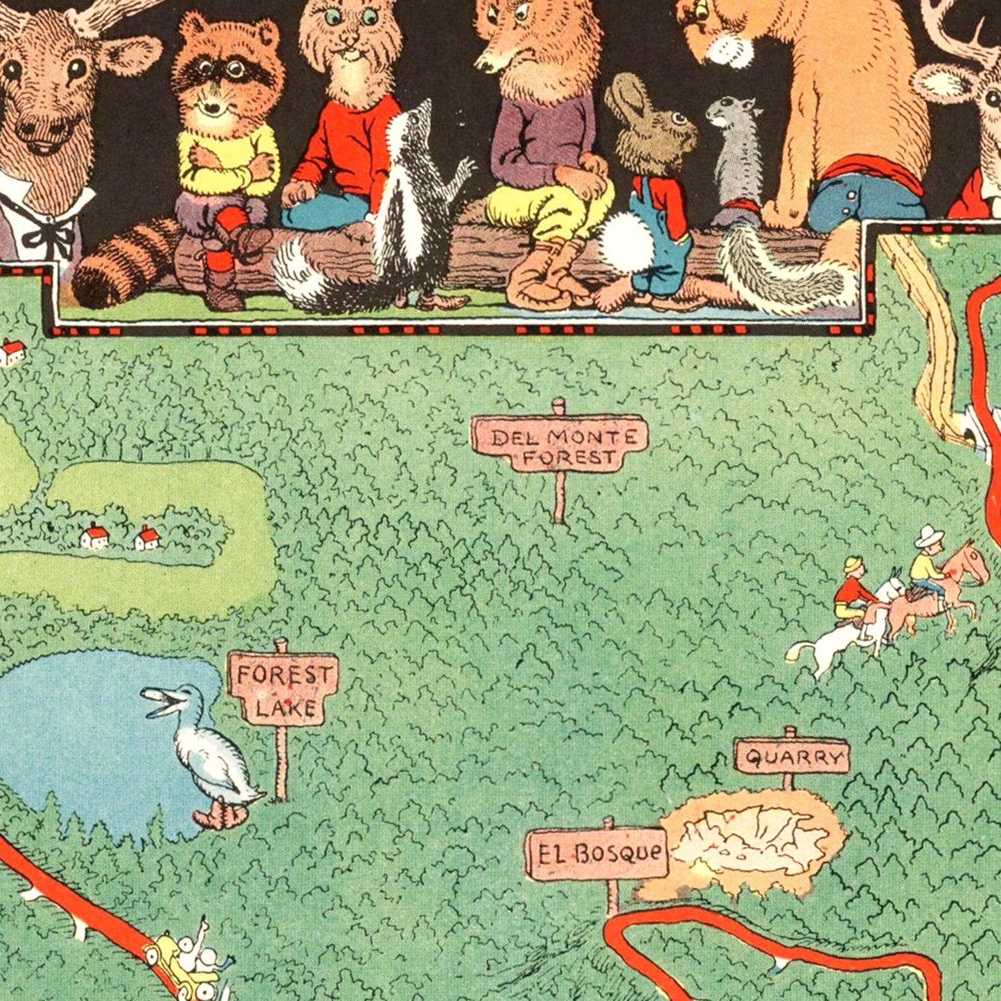 Vintage Seventeen Mile Drive California Map, 1927