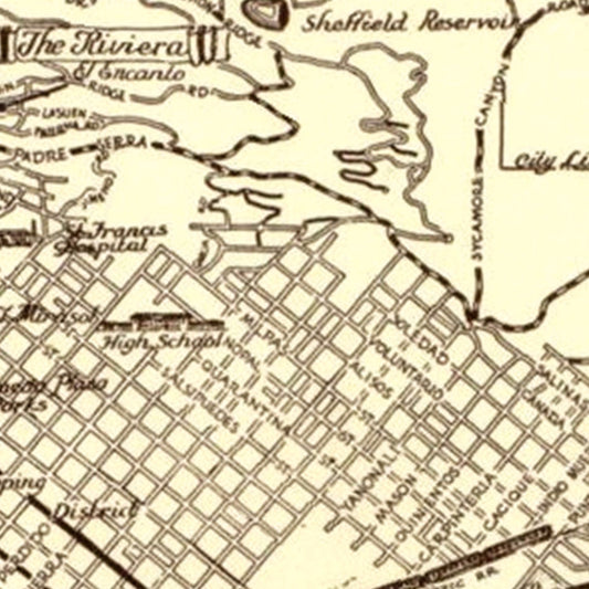 Vintage Map of Santa Barbara, California, 1930