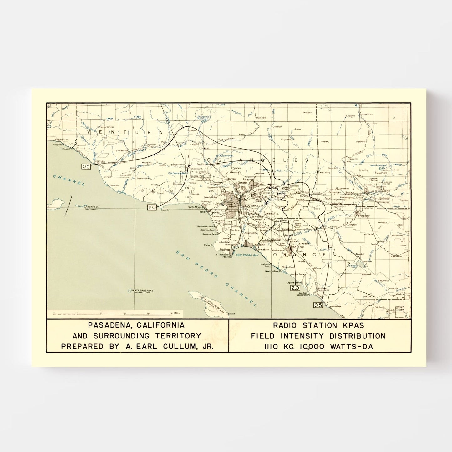 Vintage Map of Pasadena, California, 1935