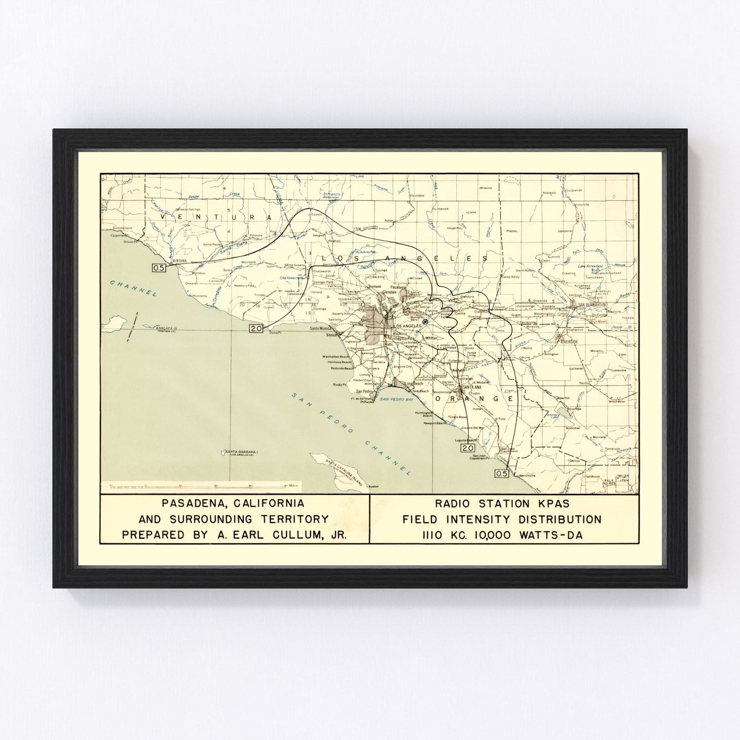 Vintage map of Pasadena, California, 1935