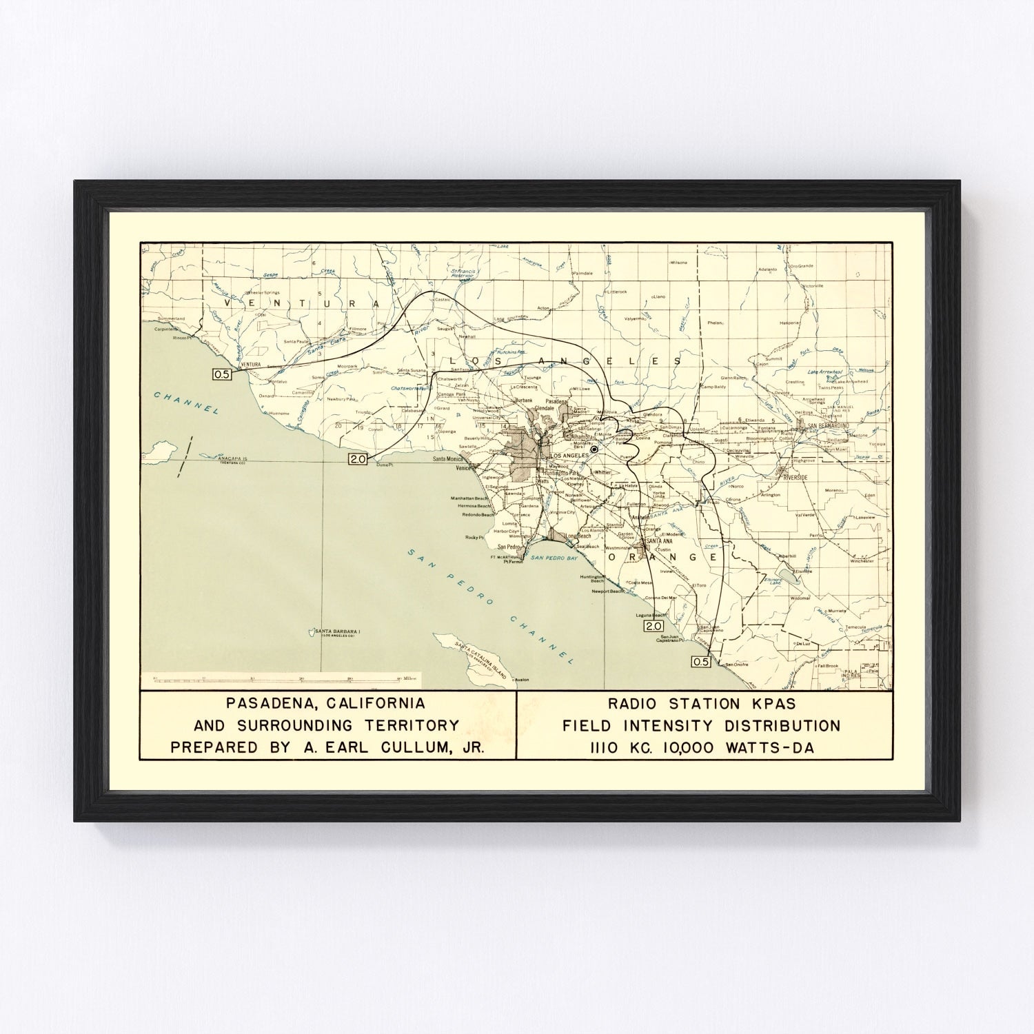 Vintage map of Pasadena, California, 1935
