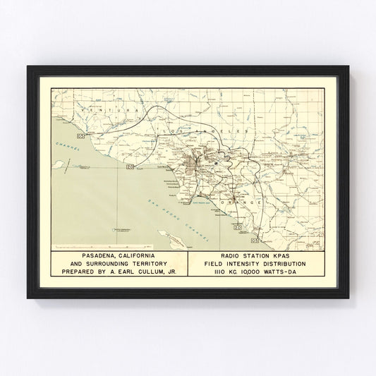 Vintage map of Pasadena, California, 1935