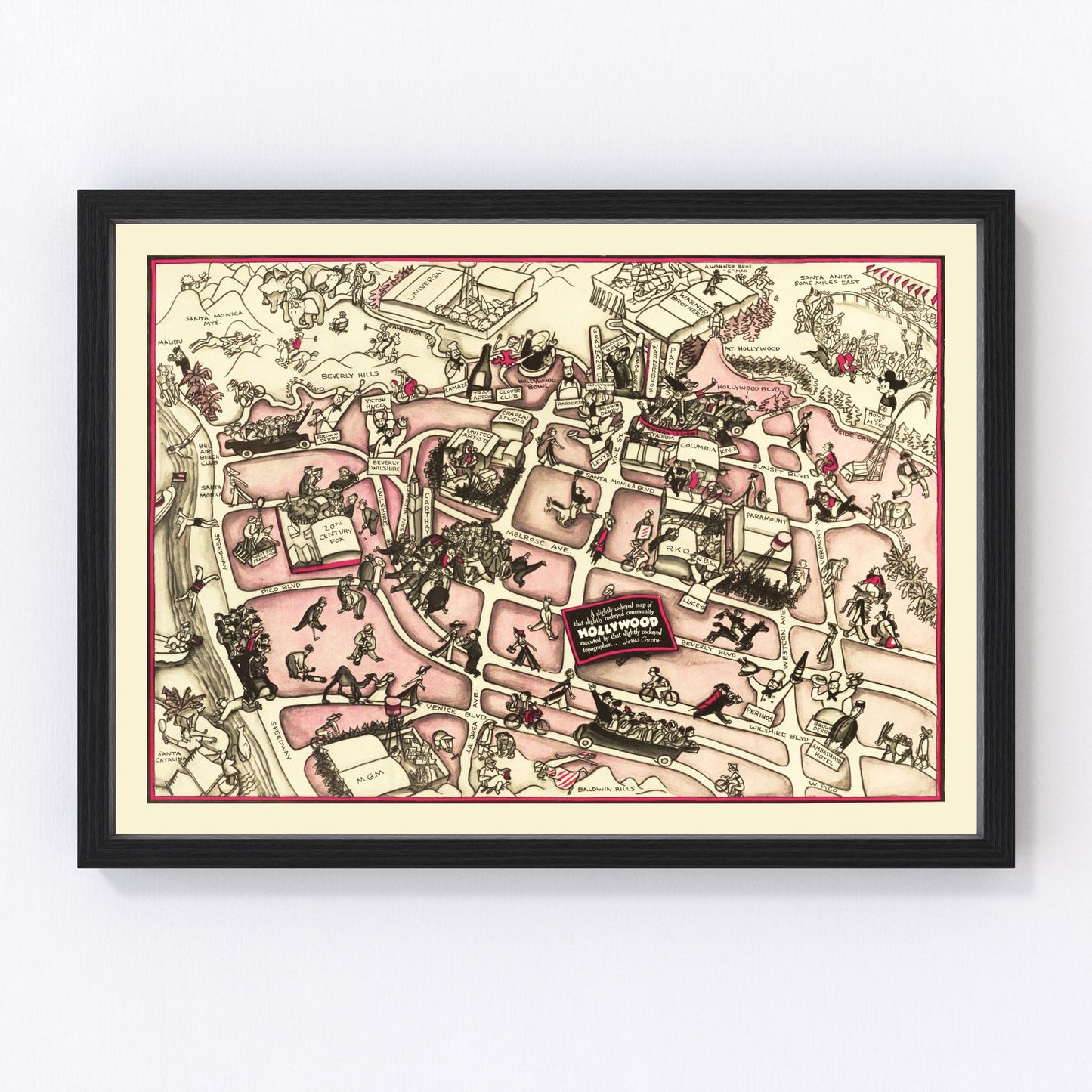 vintage map of Hollywood, California, 1937