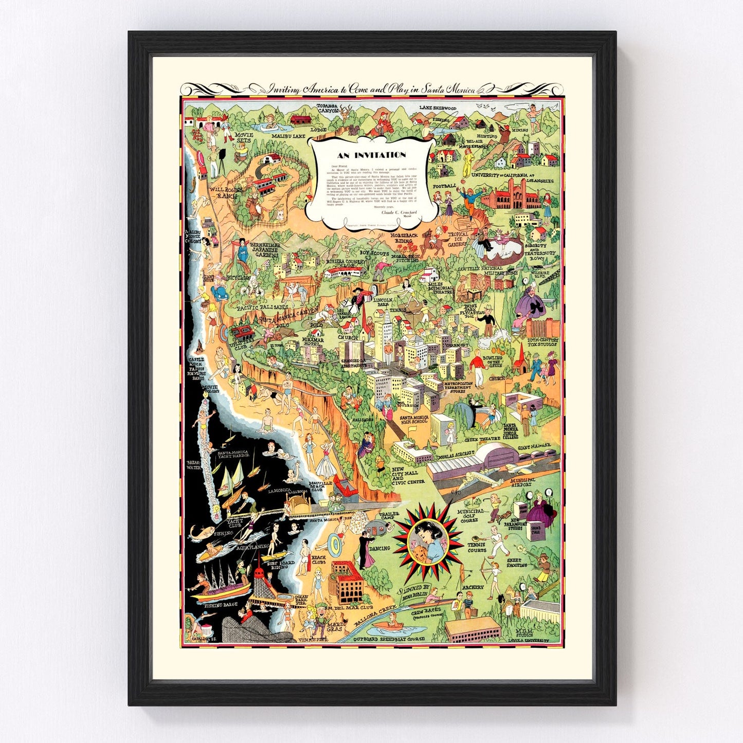 vintage map of Santa Monica, California, 1940