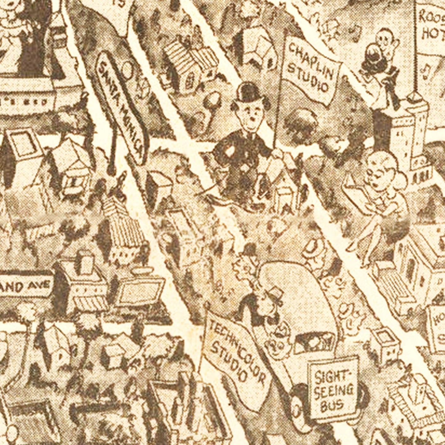 Vintage Map of Hollywood, Los Angeles County, California, 1940