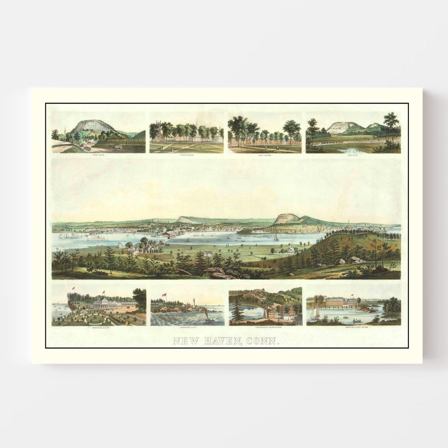 Vintage Map of New Haven, Connecticut, 1862