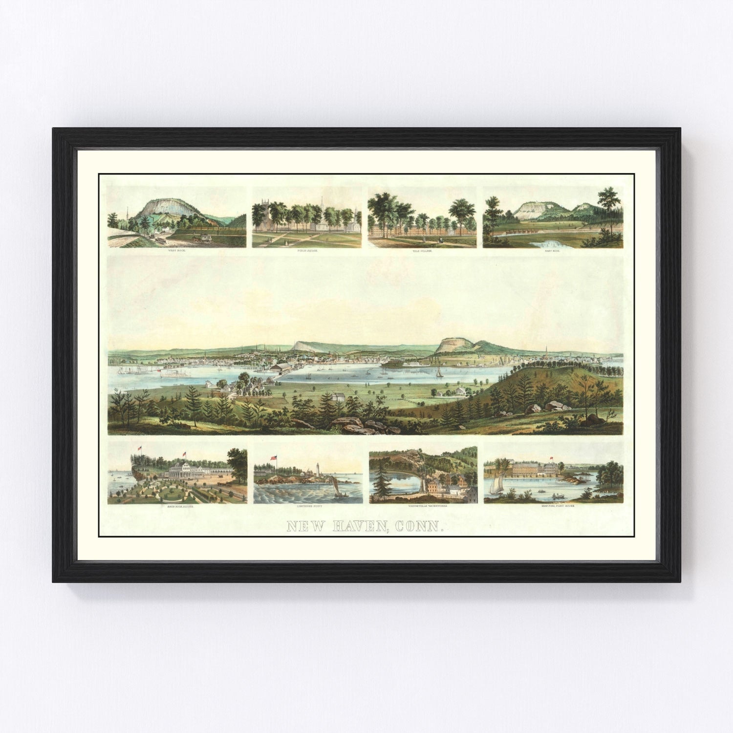 Vintage map of New Haven, Connecticut, 1862