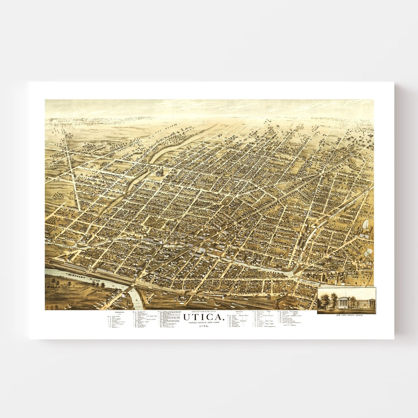 Vintage Map of Utica, New York, 1873
