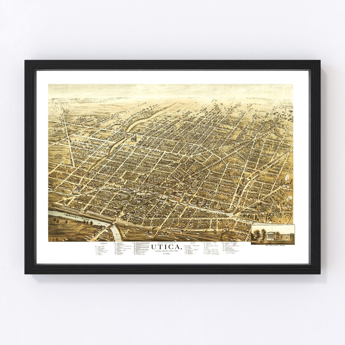 Vintage map of Utica, New York, 1873