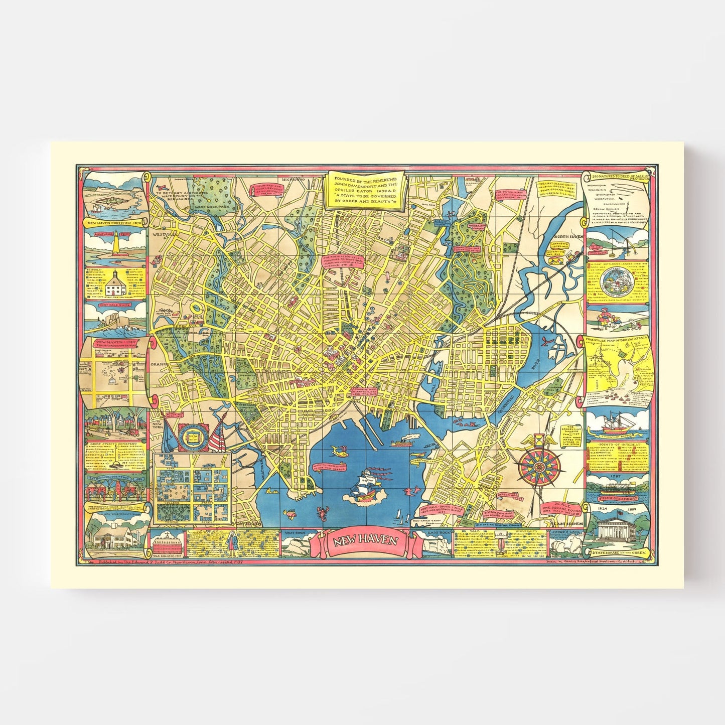 Vintage Map of New Haven, Connecticut, 1928 II