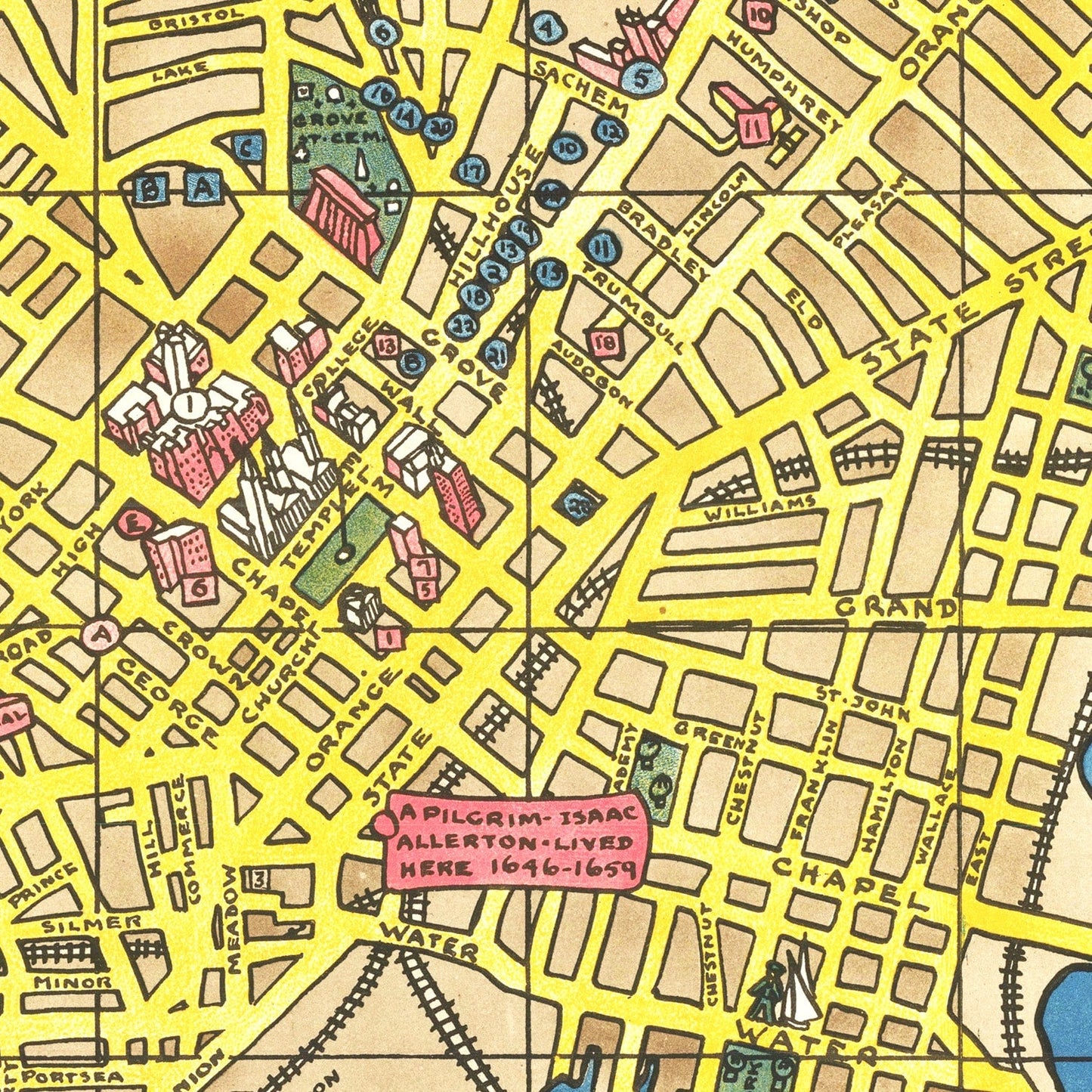 Vintage Map of New Haven, Connecticut, 1928 II