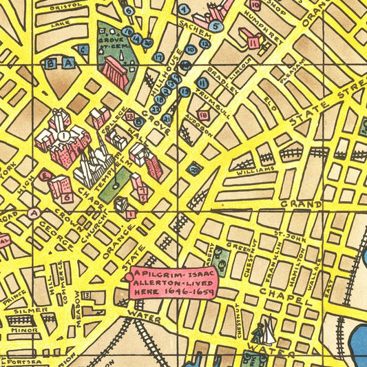 Vintage Map of New Haven, Connecticut, 1928 II