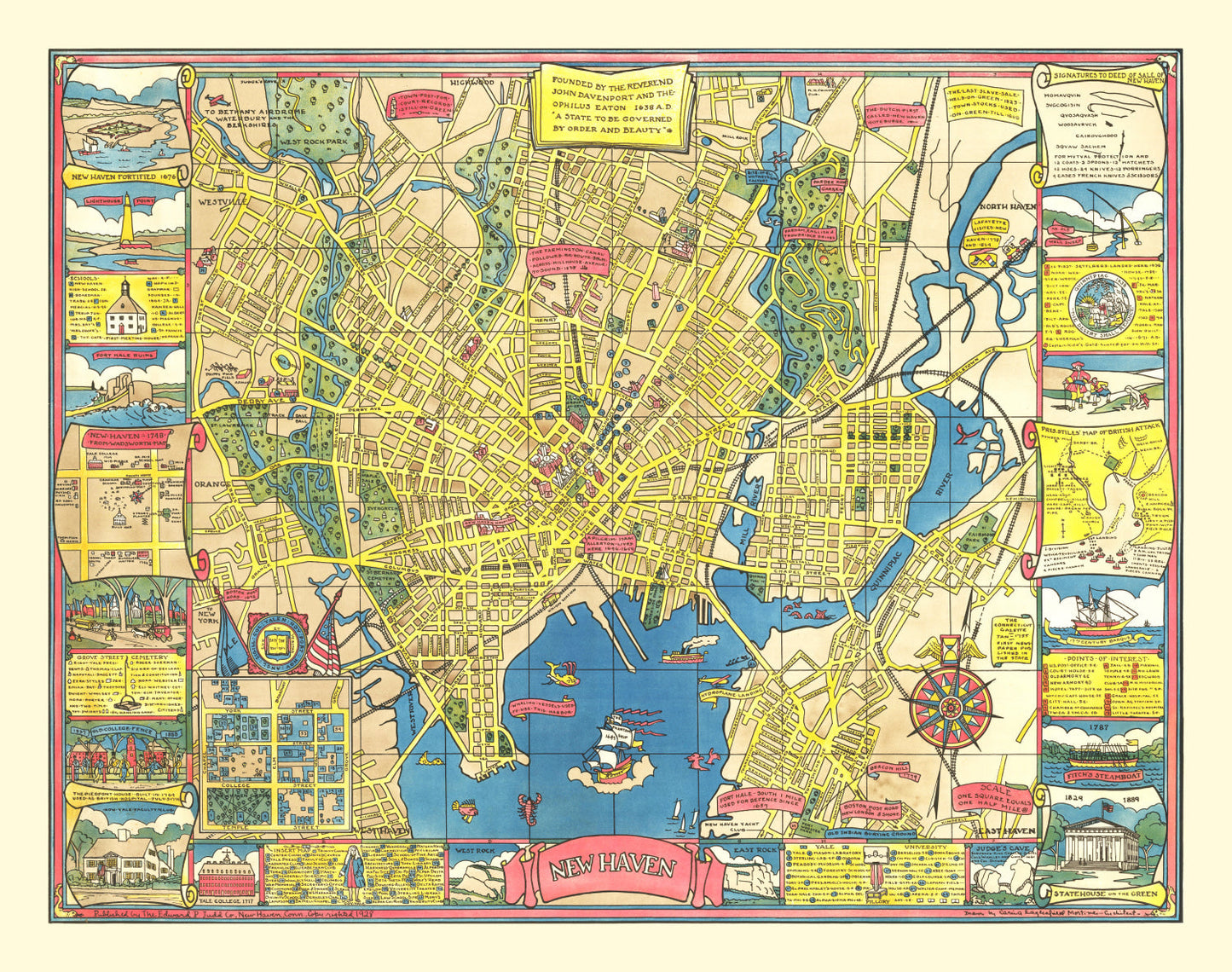 Vintage Map of New Haven, Connecticut, 1928 II