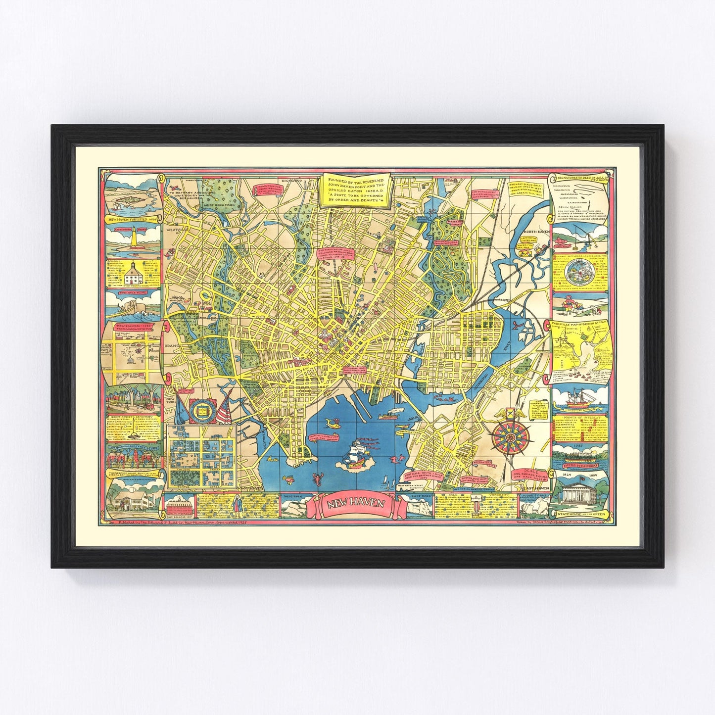 Vintage map of New Haven, Connecticut, 1928