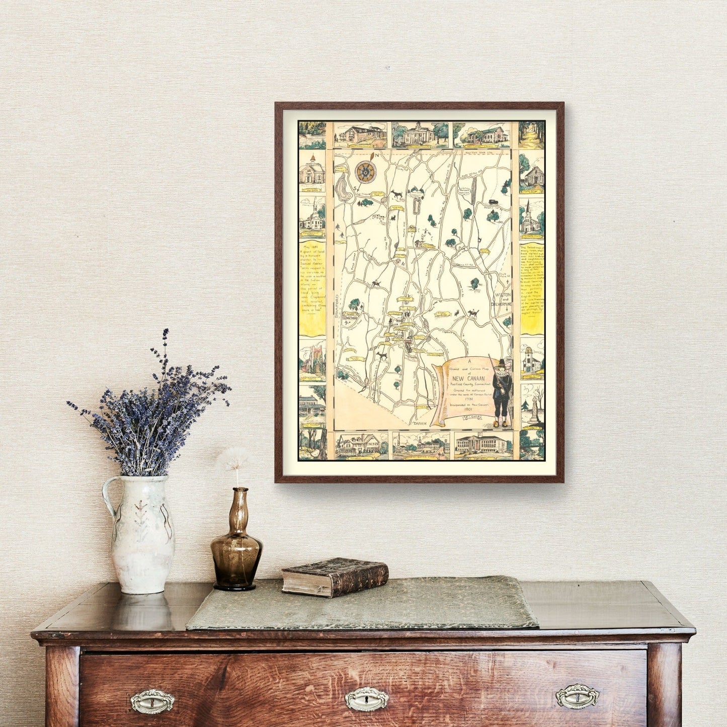 Vintage Map of New Canaan, Connecticut, 1930