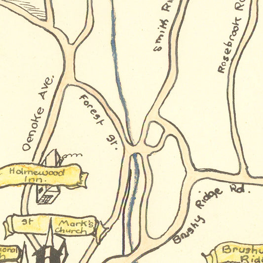 Vintage Map of New Canaan, Connecticut, 1930