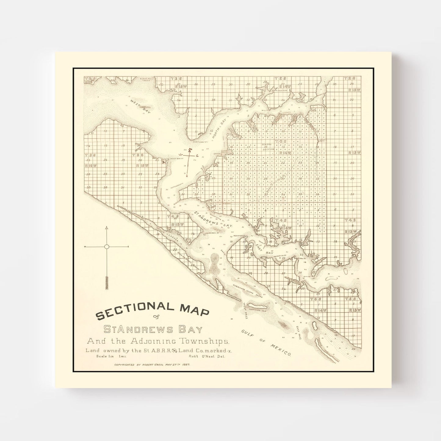 Vintage Map of Panama City, Florida, 1887