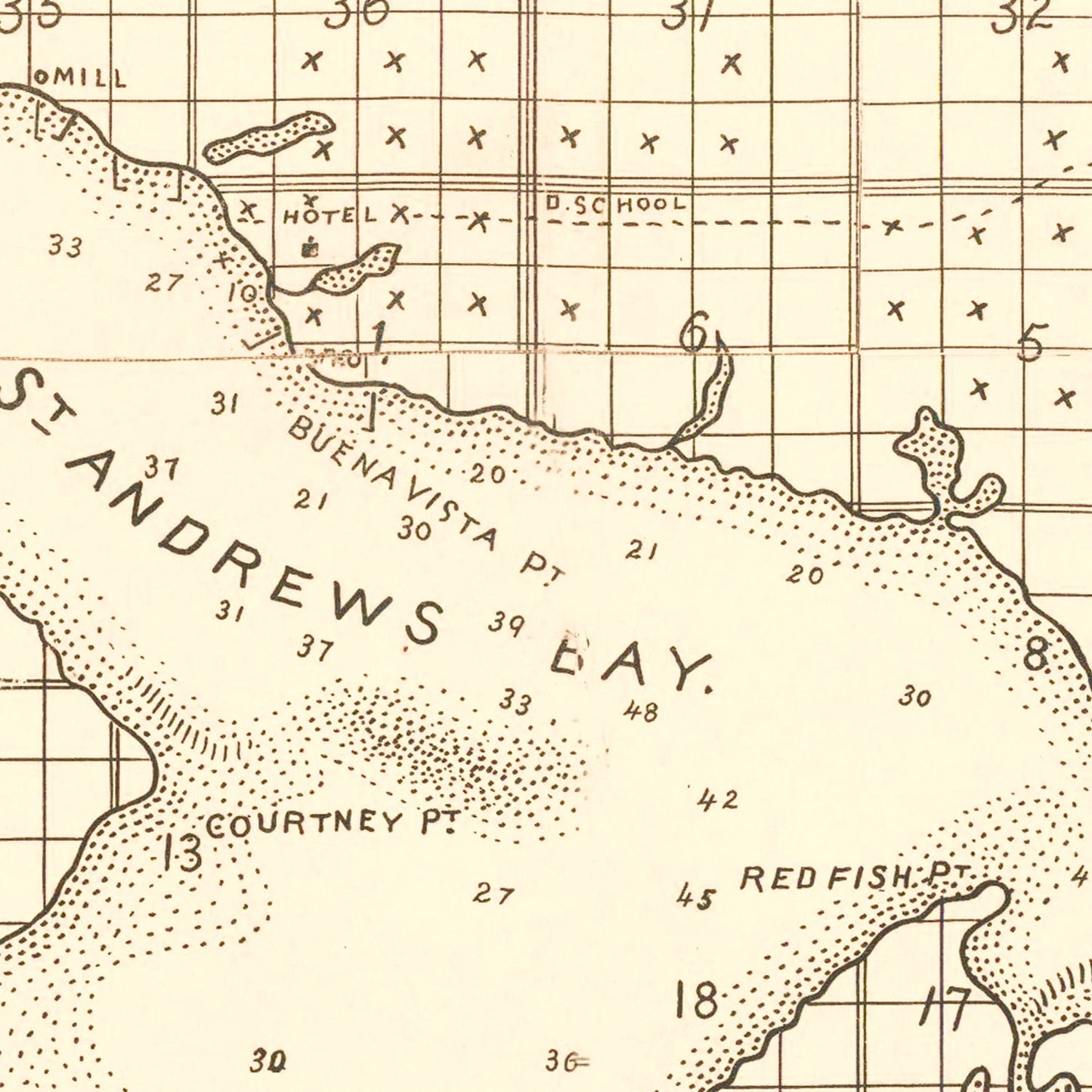 Vintage Map of Panama City, Florida, 1887