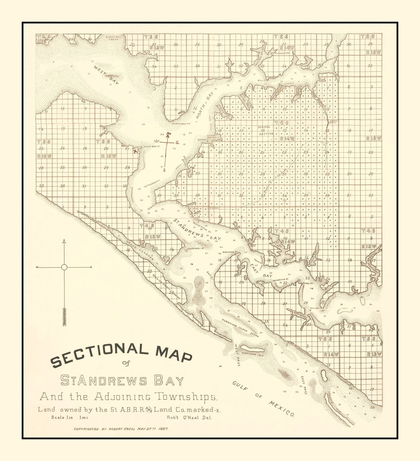 Vintage Map of Panama City, Florida, 1887