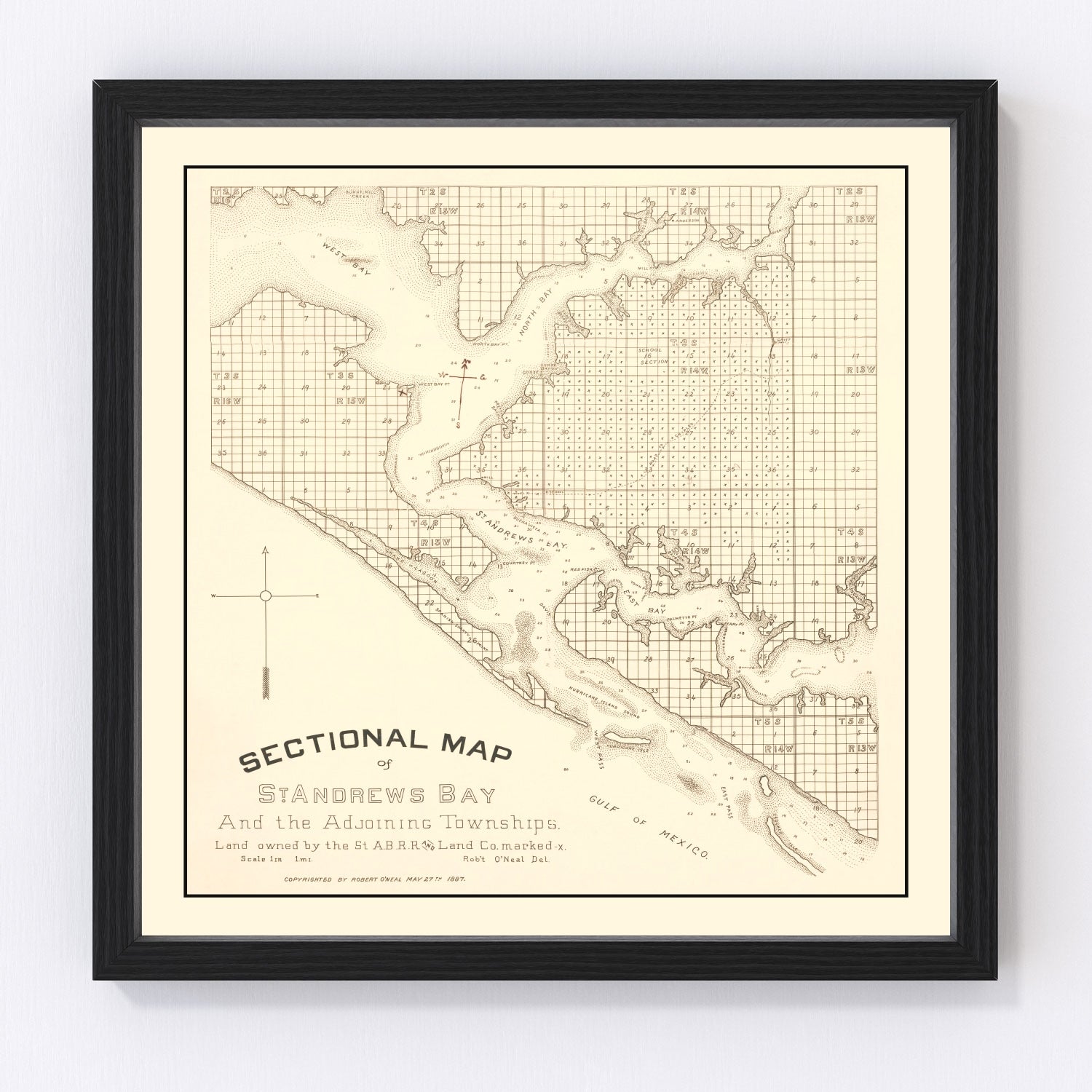 Vintage map of Panama City, Florida, 1887