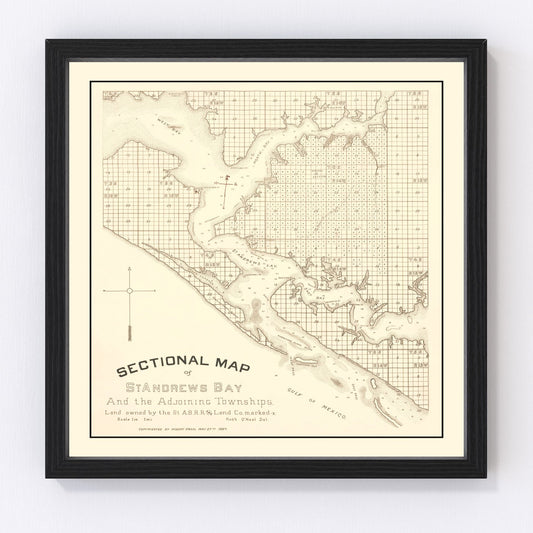 Vintage map of Panama City, Florida, 1887