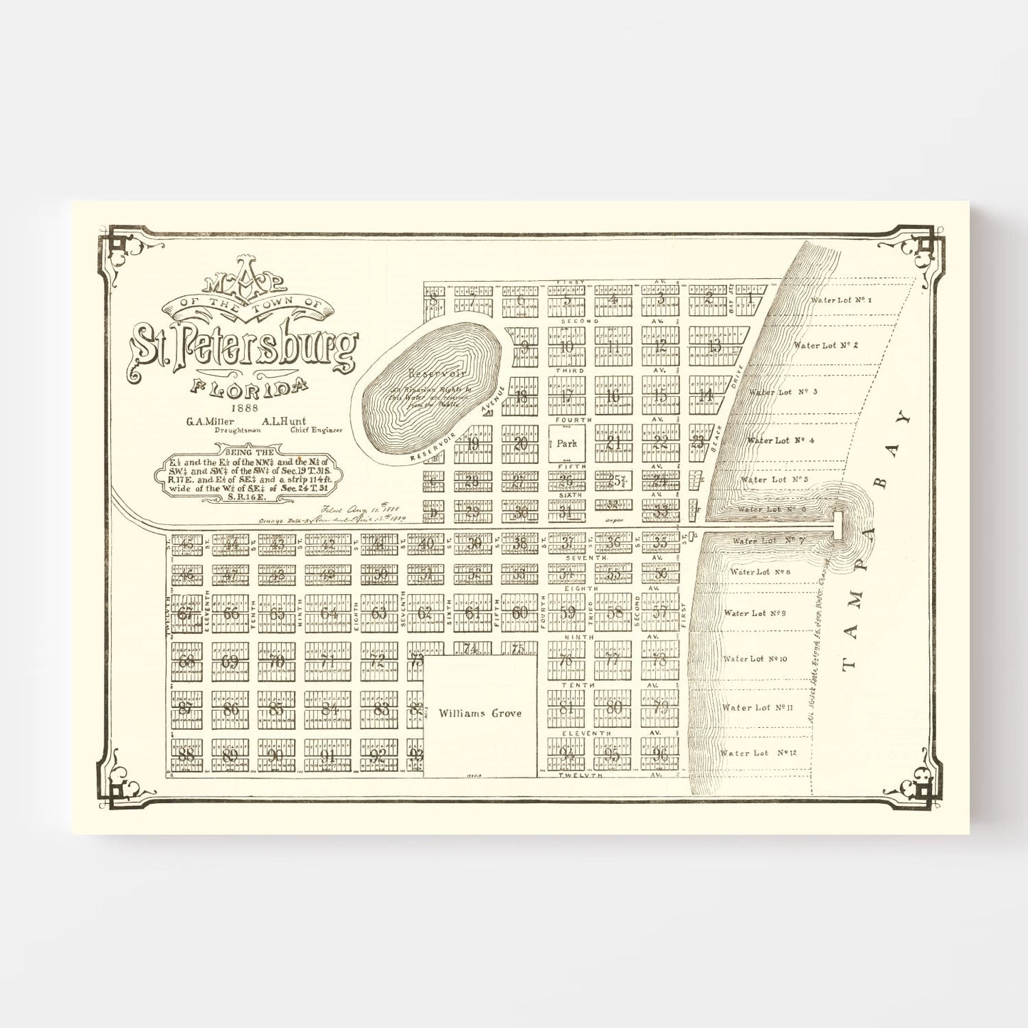 Vintage Map of St. Petersburg, Florida, 1889