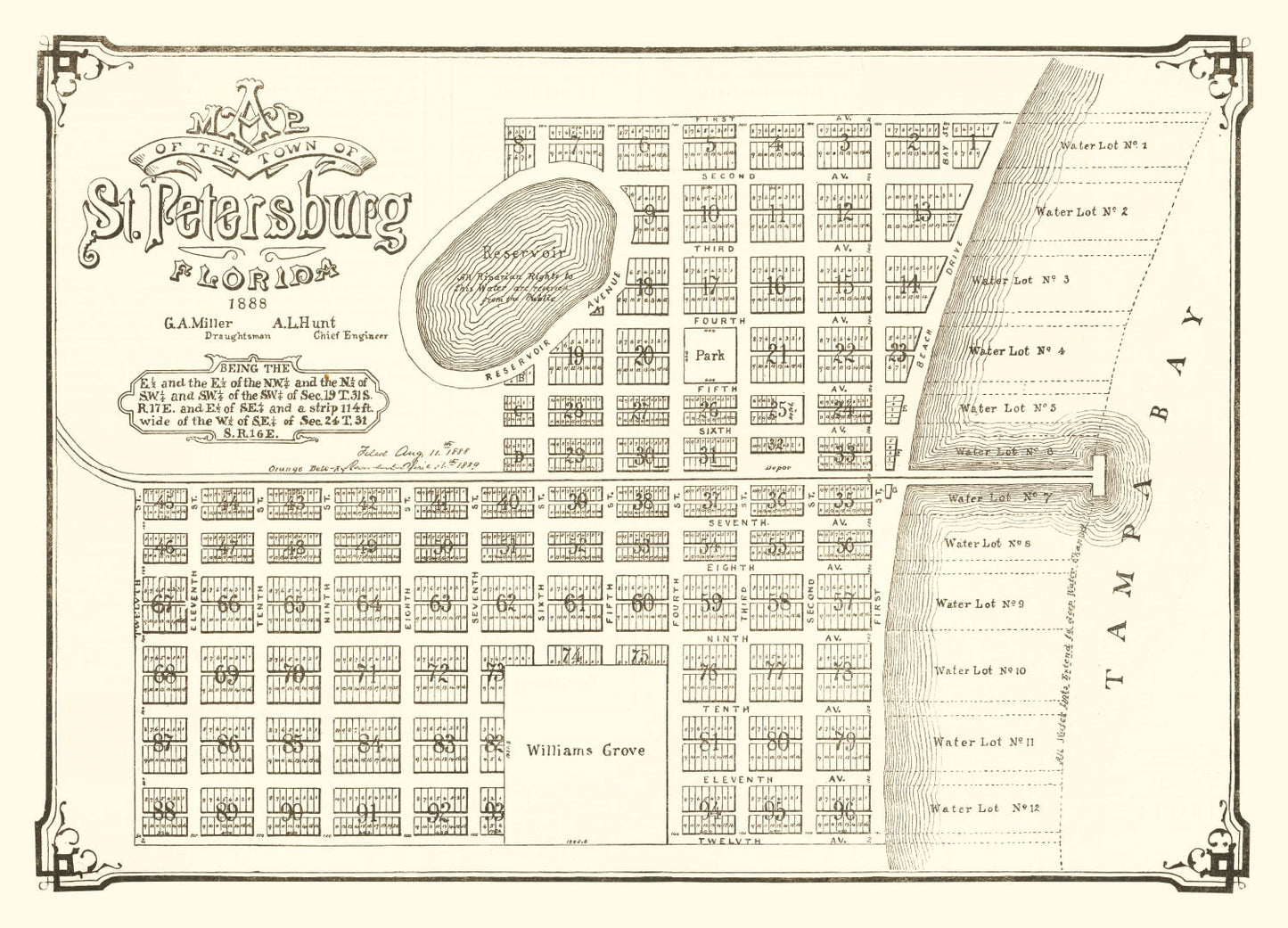 Vintage Map of St. Petersburg, Florida, 1889