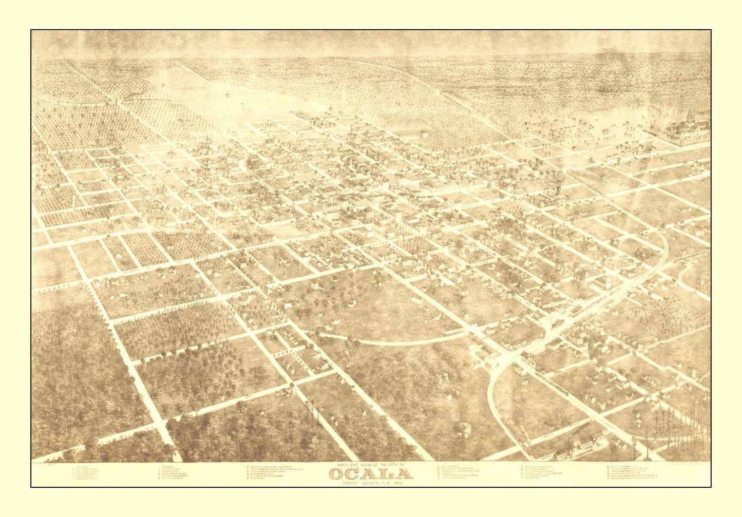Vintage Map of Ocala, Florida, 1892