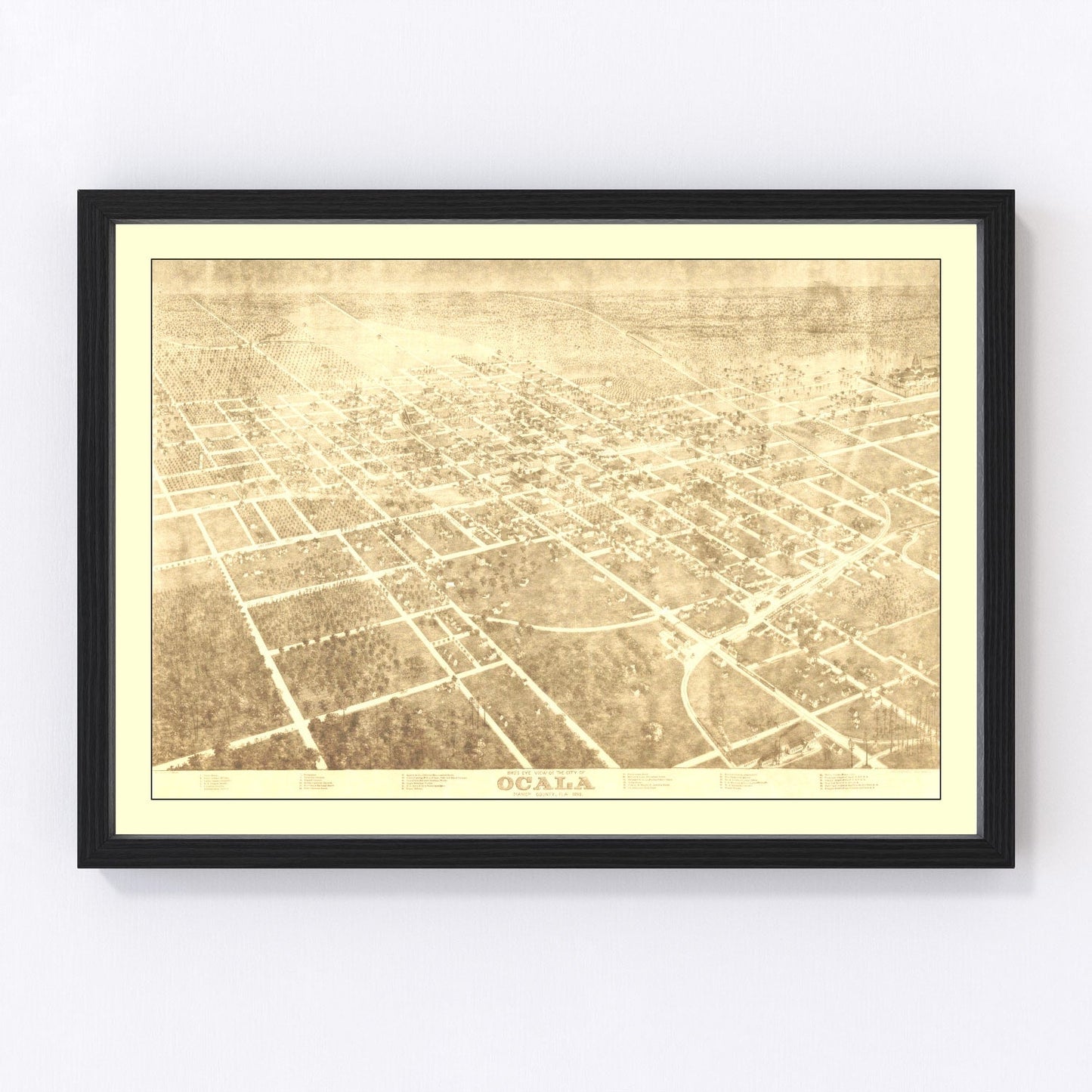 Vintage map of Ocala, Florida, 1892