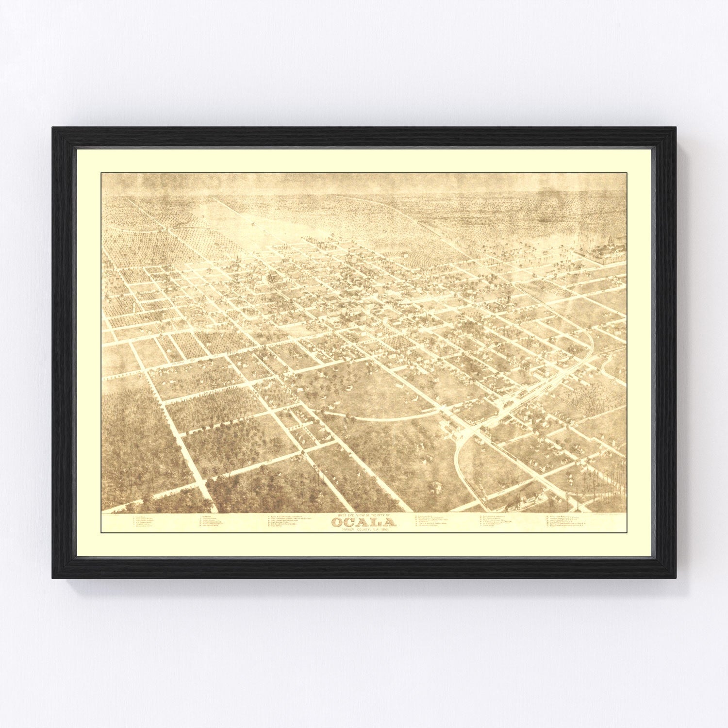 Vintage map of Ocala, Florida, 1892
