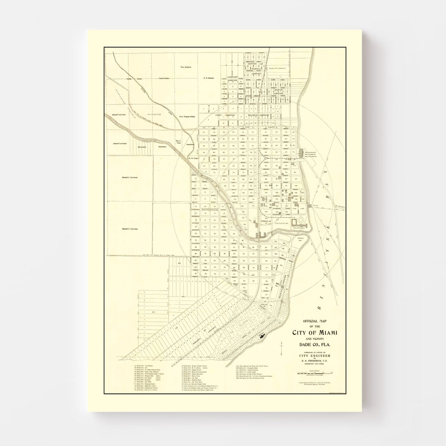 Vintage Map of Miami, Florida, 1905