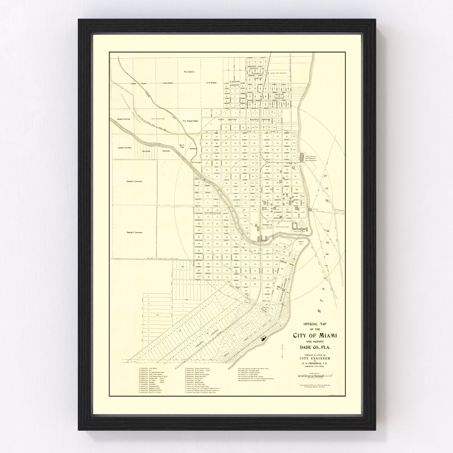 vintage map of Miami, Florida, 1905