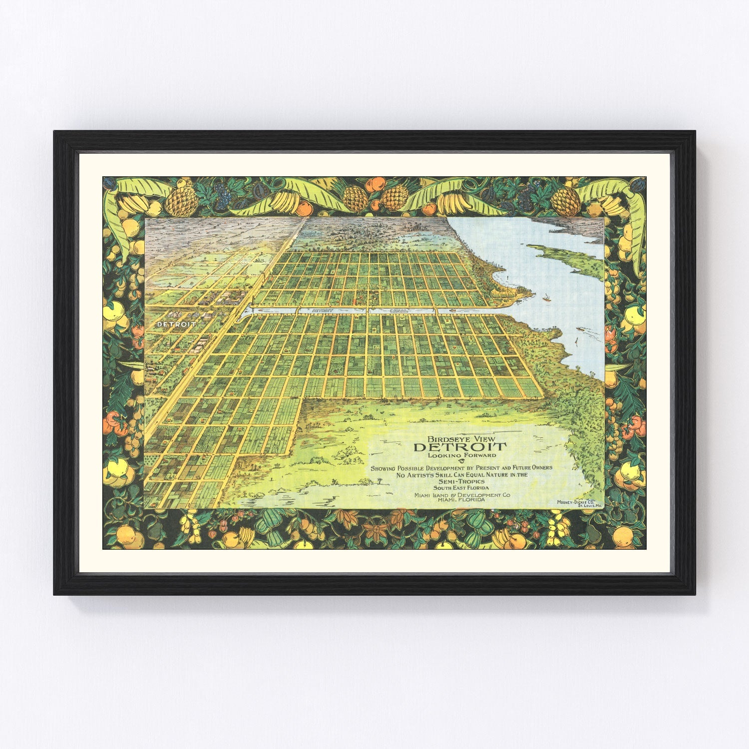 Vintage restored map of Detroit, Florida, 1911, rural Florida community cartography