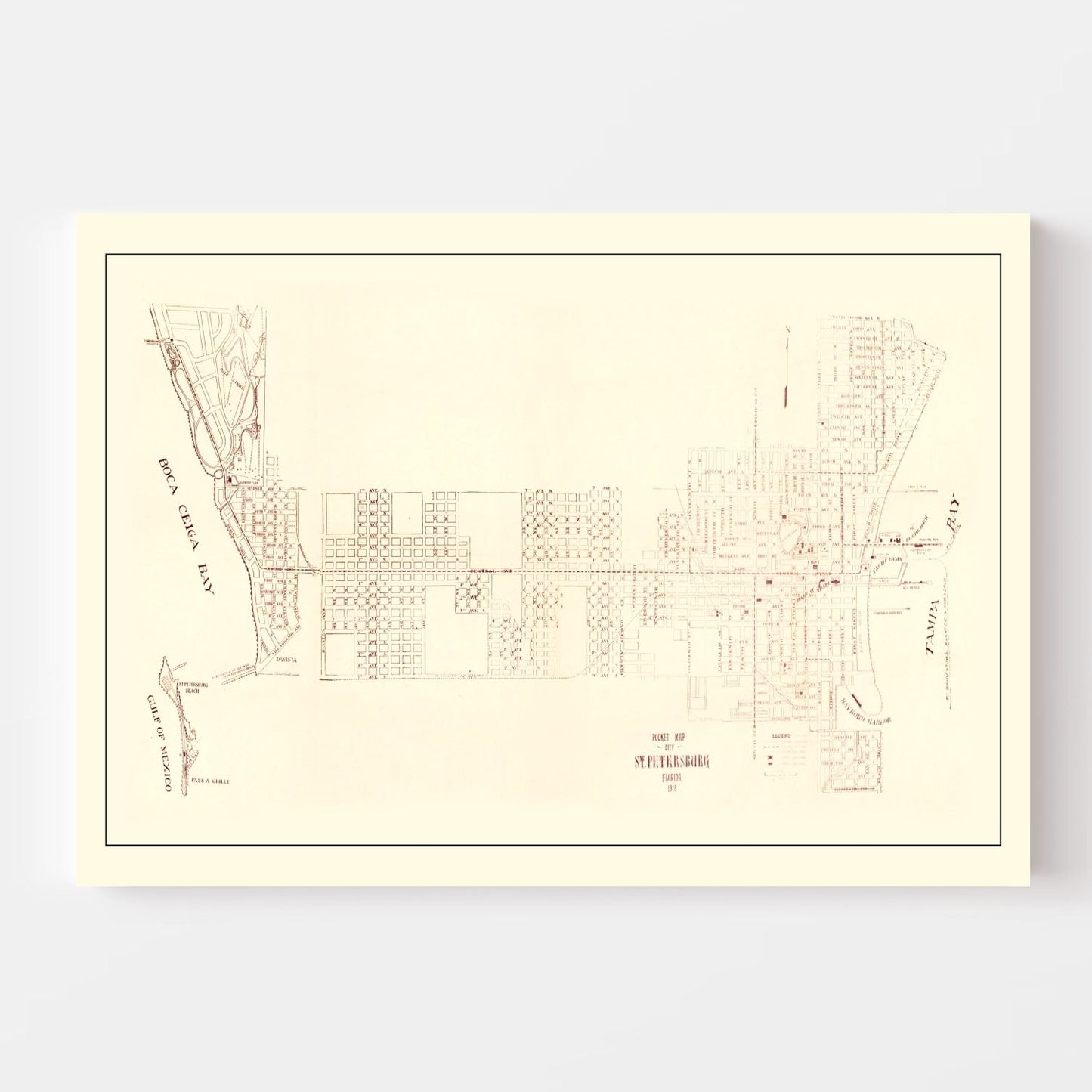 Vintage Map of St. Petersburg, Florida, 1918