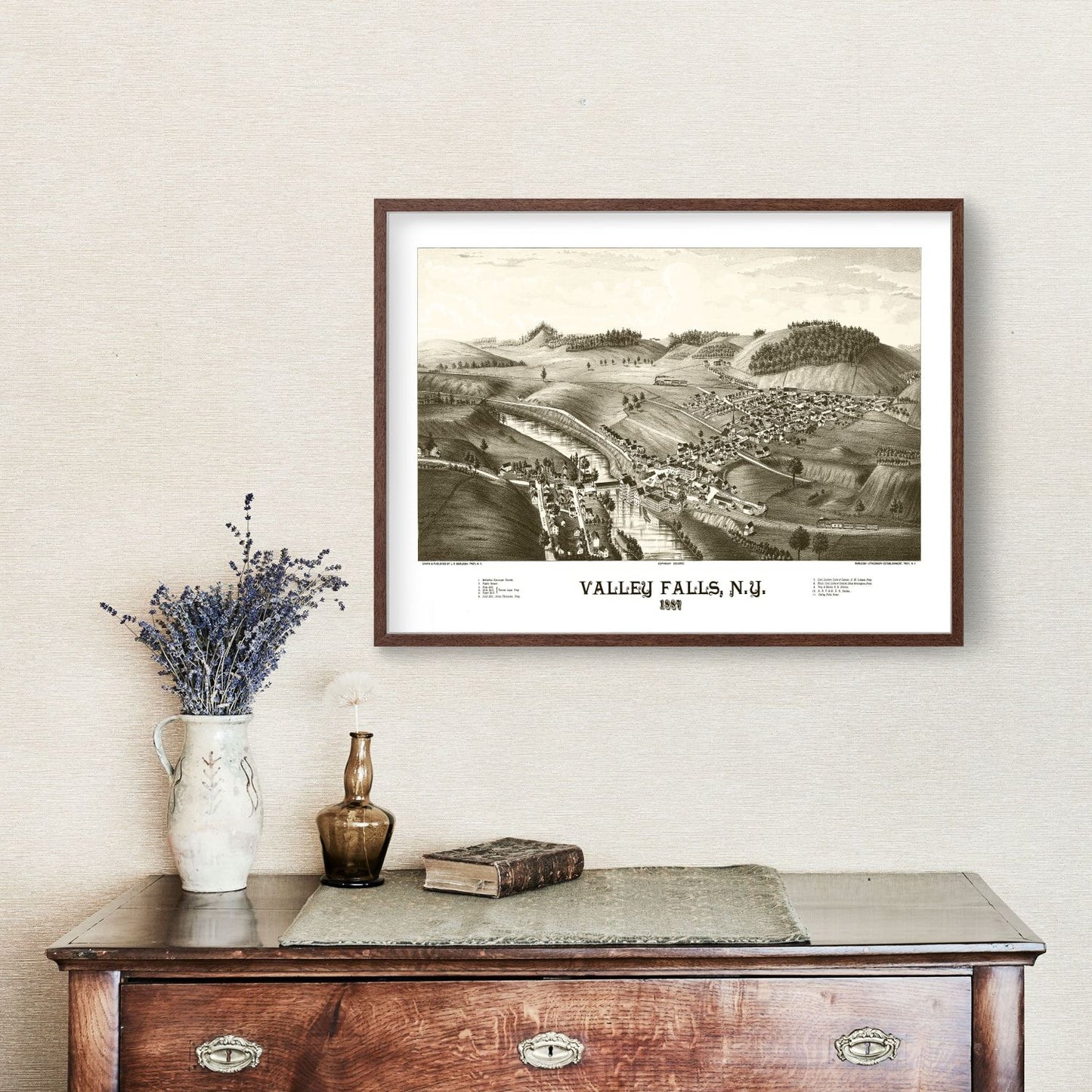 Vintage Map of Valley Falls, New York, 1887