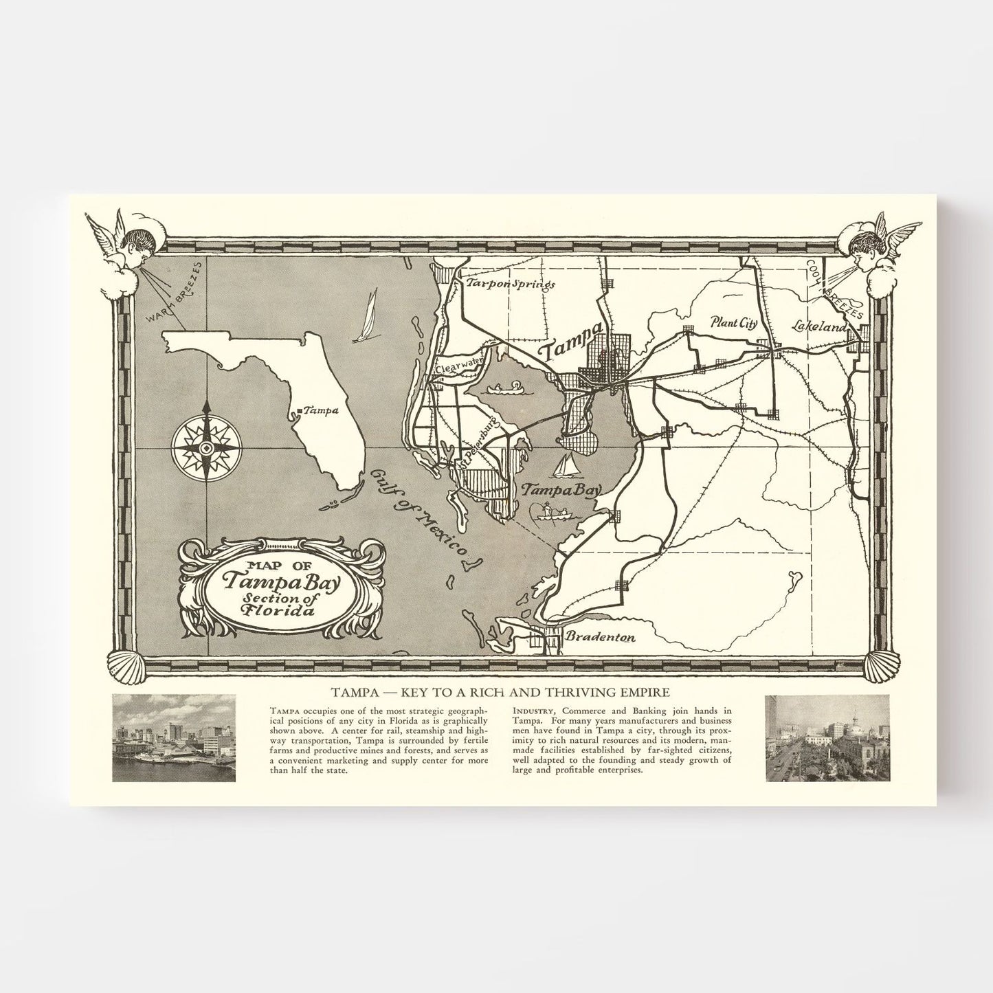 Vintage Map of Tampa, Florida, 1928