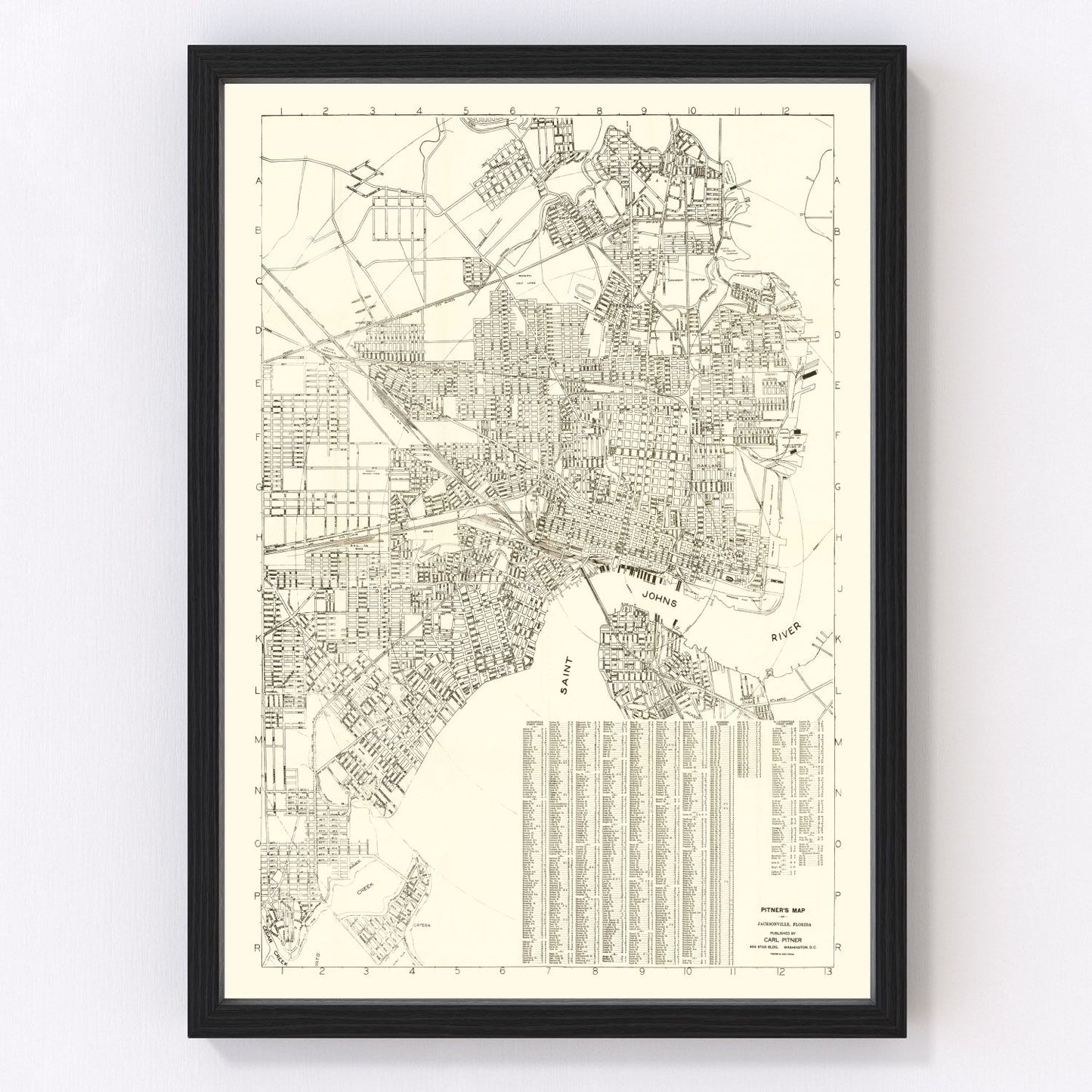 Vintage map of Jacksonville, Duval County, Florida, 1929