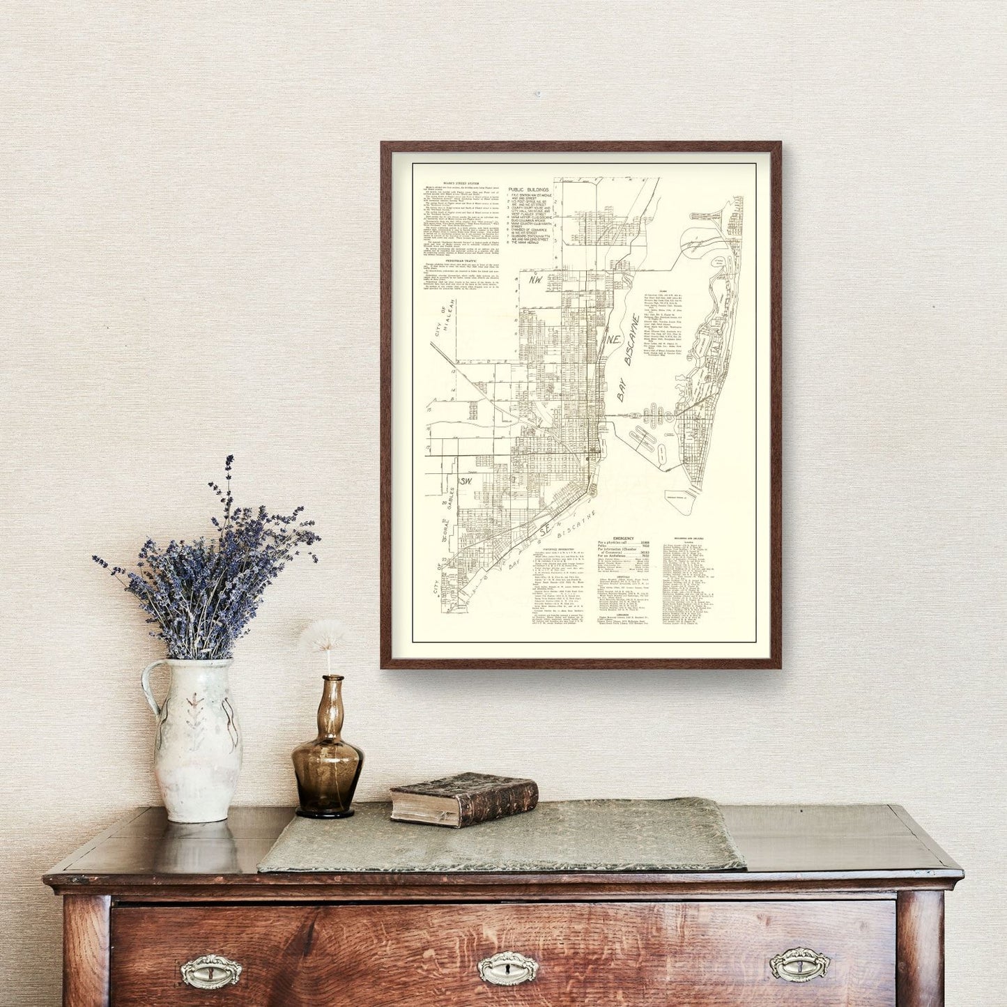 Vintage Map of Miami, Florida, 1929