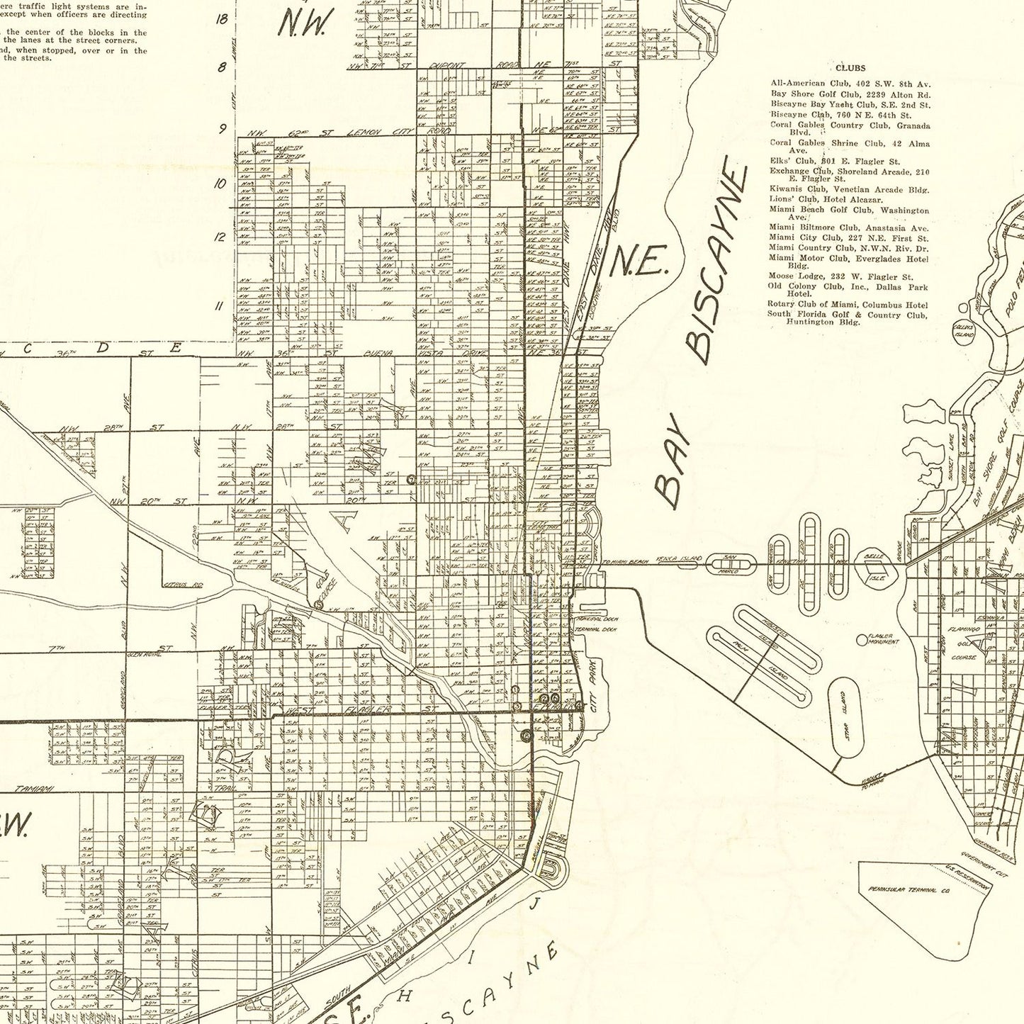 Vintage Map of Miami, Florida, 1929