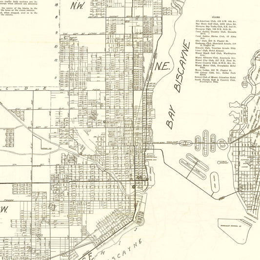 Vintage Map of Miami, Florida, 1929