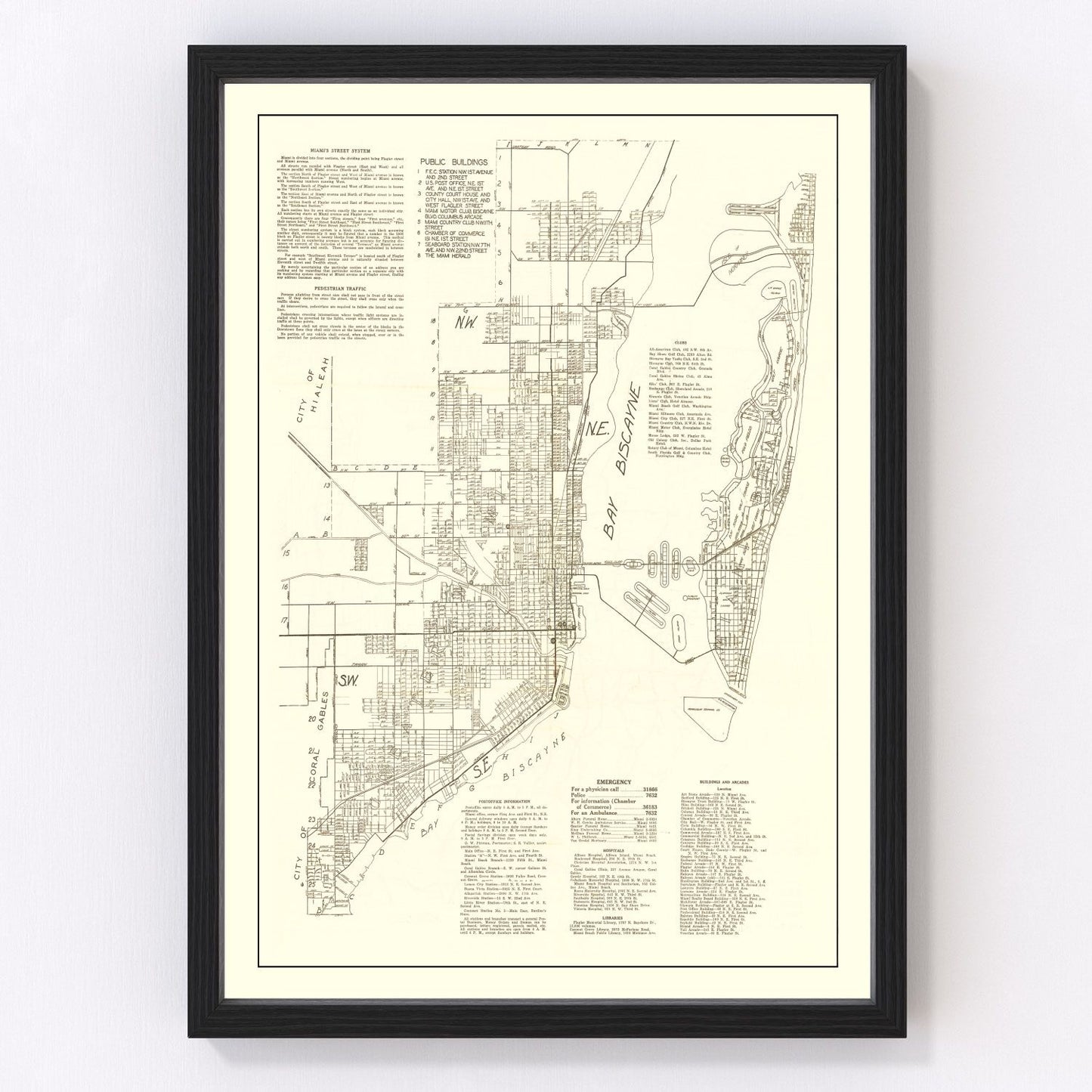 vintage map of Miami, Florida, 1929