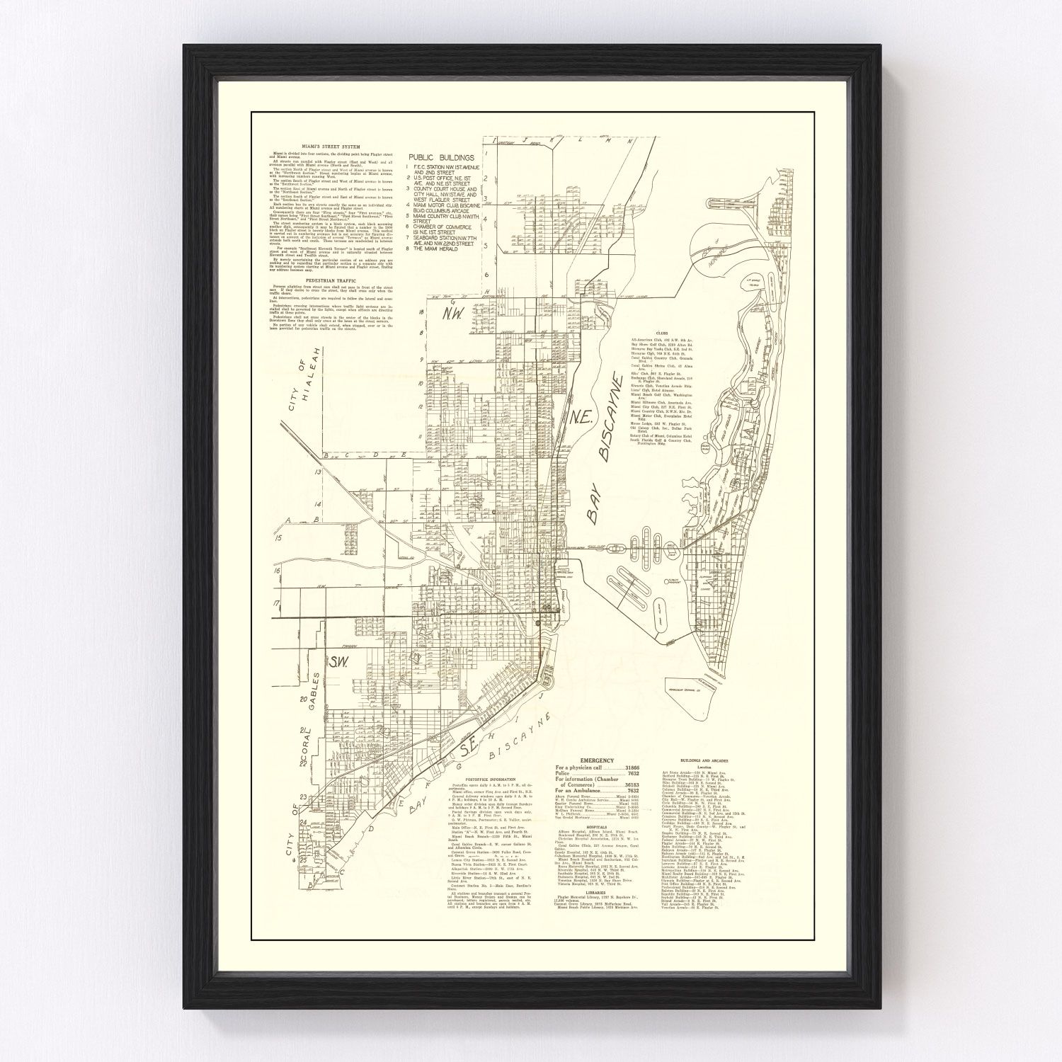 vintage map of Miami, Florida, 1929