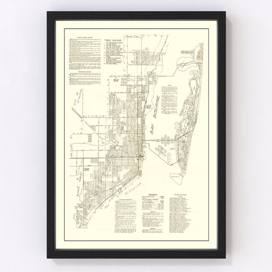 vintage map of Miami, Florida, 1929