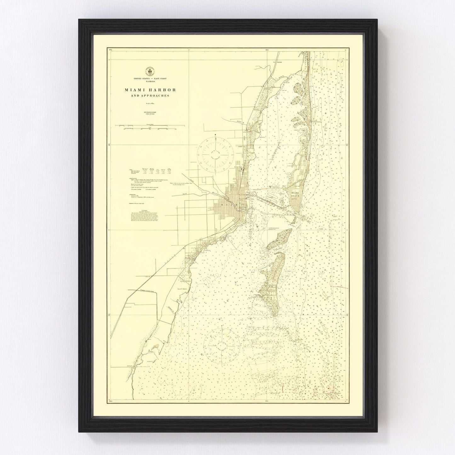 vintage map of Miami Harbor, Florida, 1924