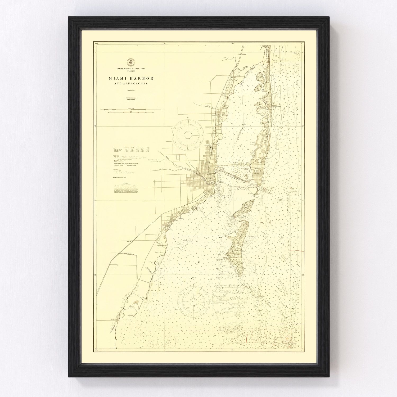 vintage map of Miami Harbor, Florida, 1924