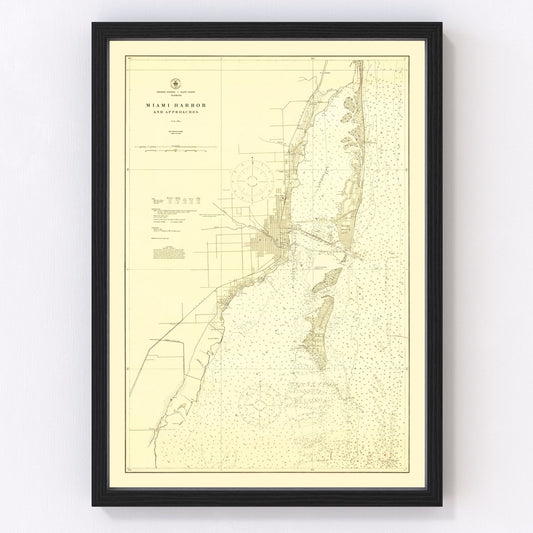 vintage map of Miami Harbor, Florida, 1924