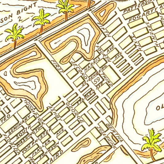 Vintage Map of Key West, Florida, 1940
