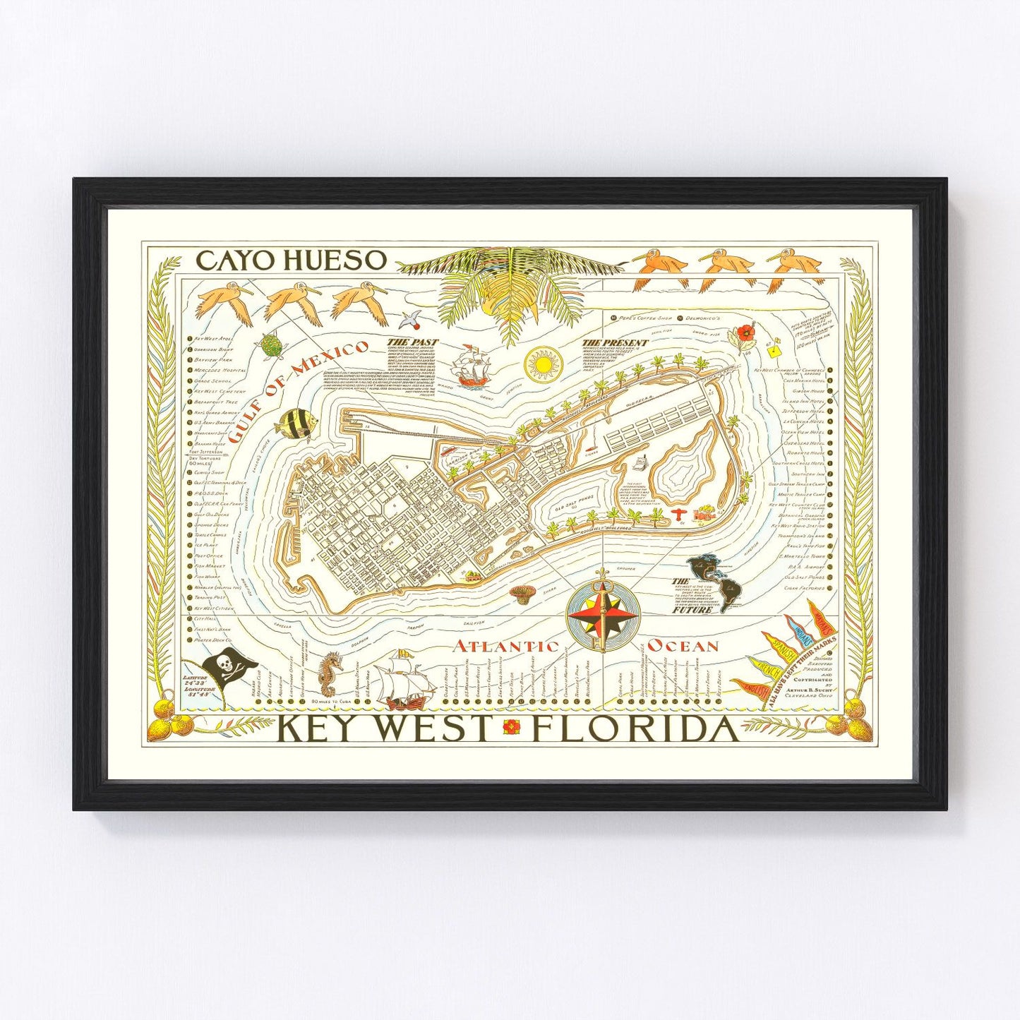 vintage map of Key West, Florida, 1940