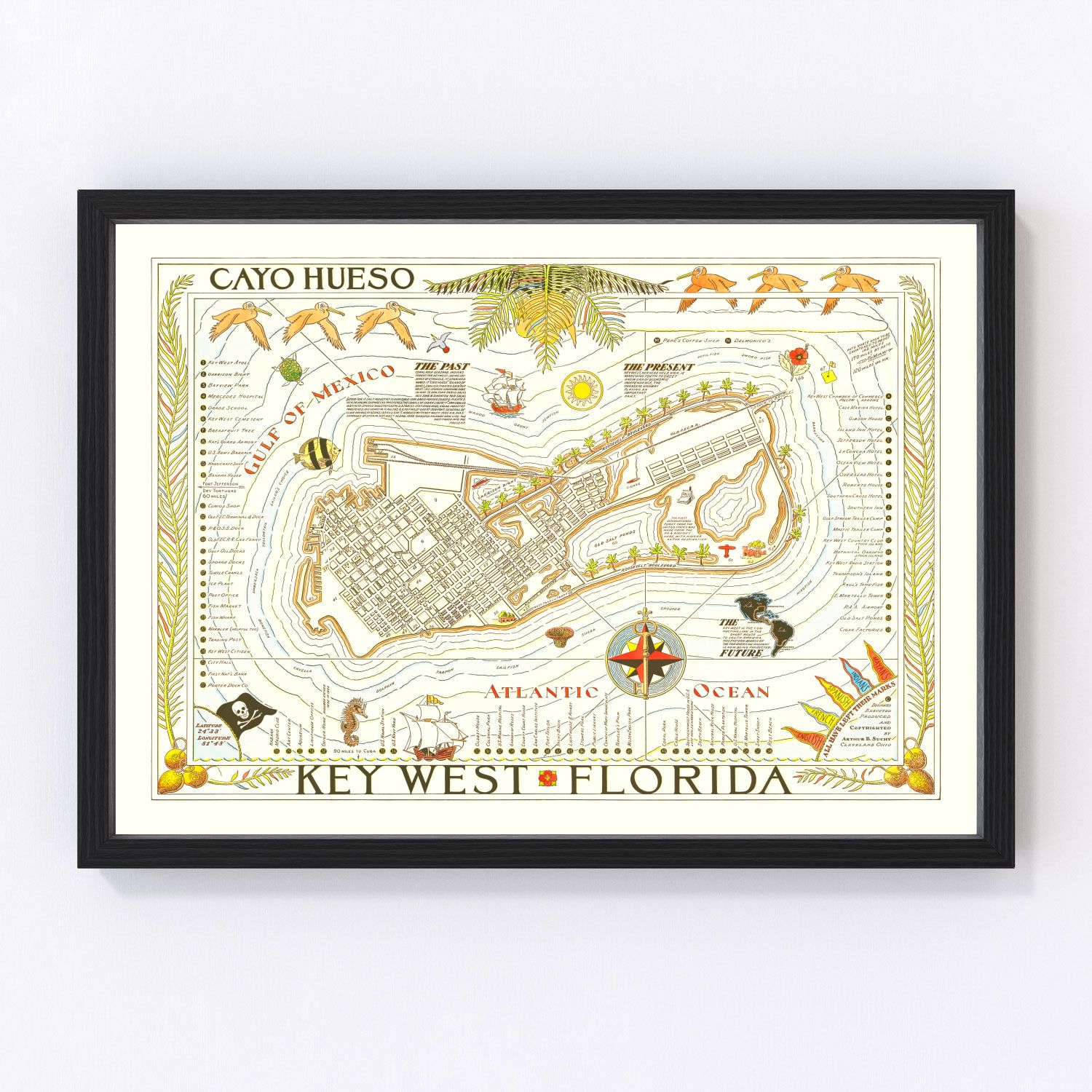 vintage map of Key West, Florida, 1940