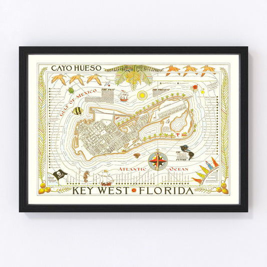 vintage map of Key West, Florida, 1940